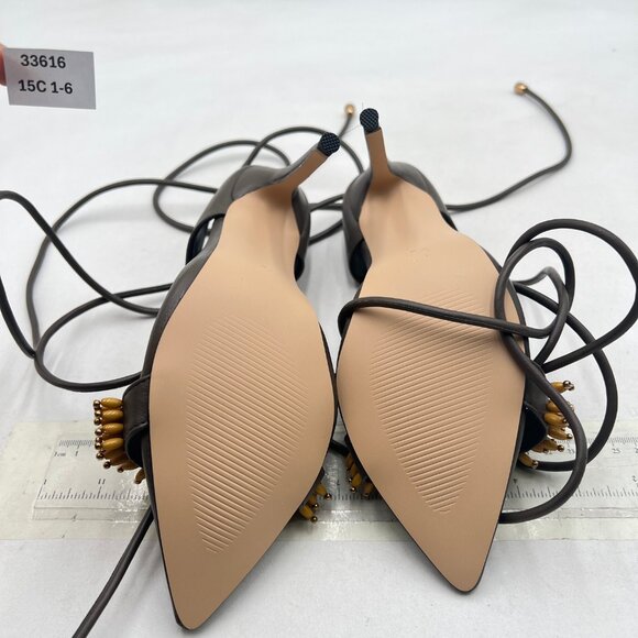 Zszszsu Grey Open Toe Sandals High Heels Ankle Strap Self-tie Elegant Dress Shoe - Picture 7 of 8